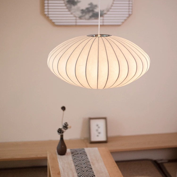 Elegant Japandi Silk Pendant Light