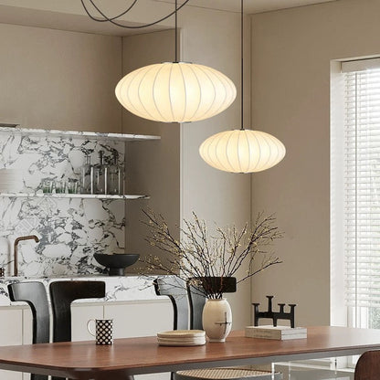 Elegant Japandi Silk Pendant Light