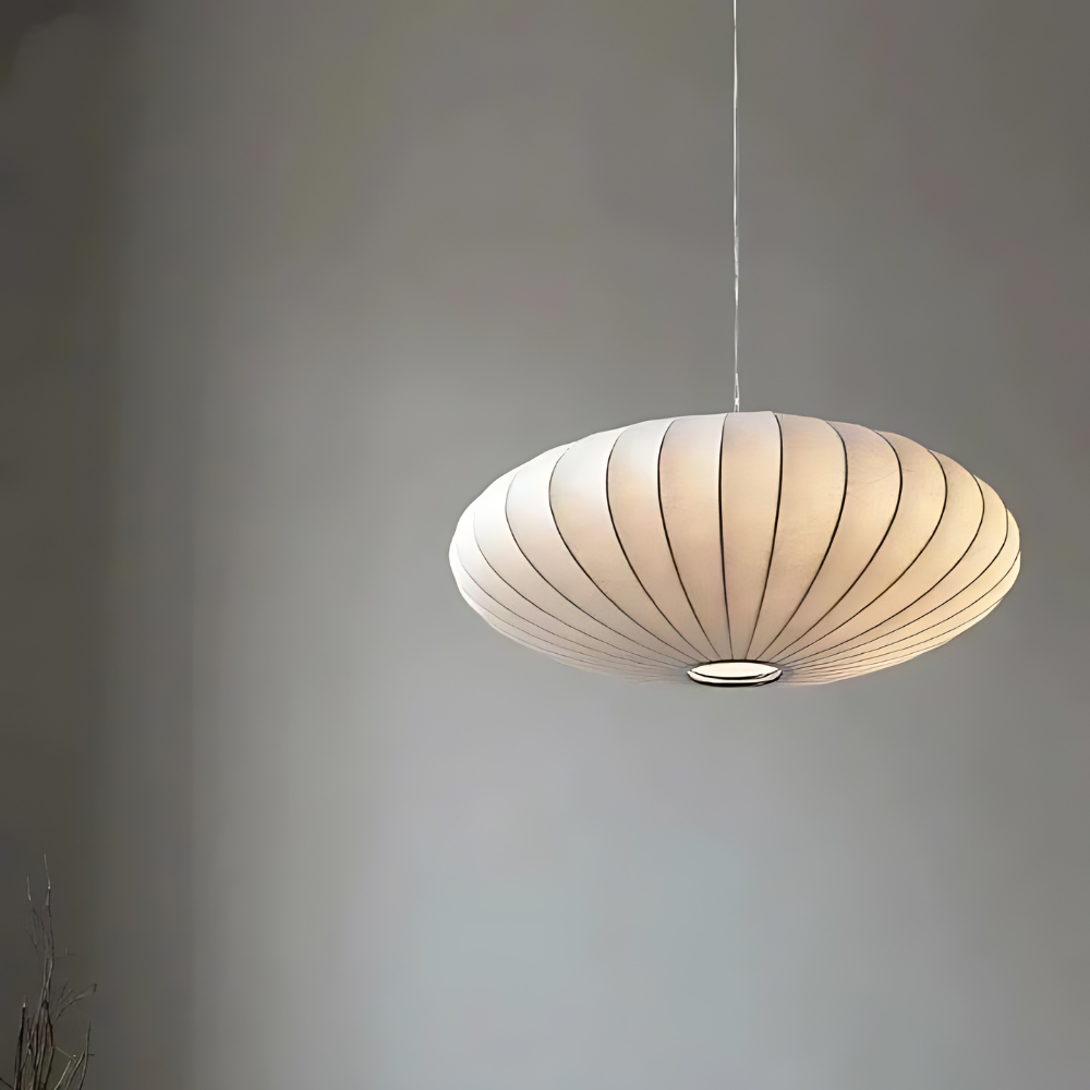 Elegant Japandi Silk Pendant Light