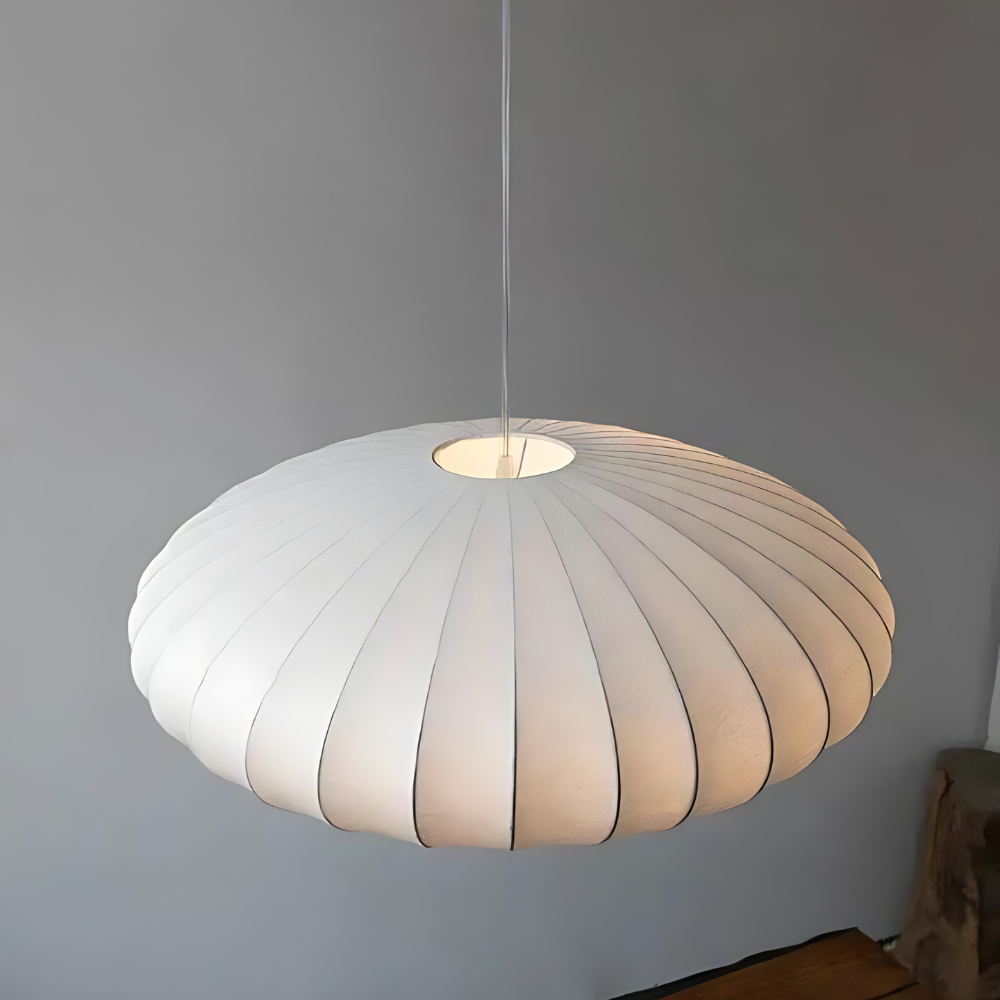 Elegant Japandi Silk Pendant Light